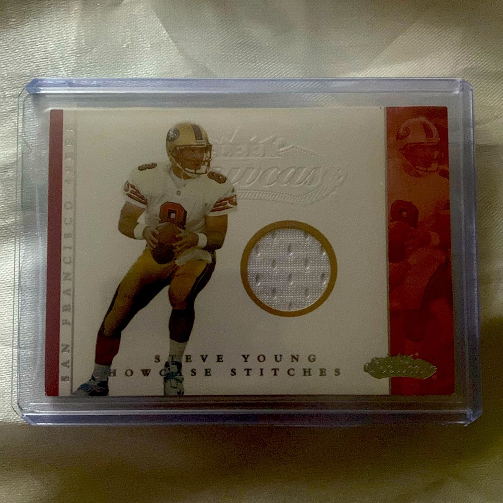 2001 Fleer Steve Young authentic game-worn jersey card